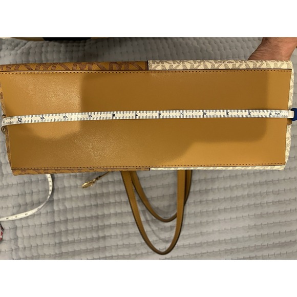 Michael Kors Jet Set Tote Bag Two-Tone MK Signature Logo Shoulder Bag Medium - Picture 13 of 16